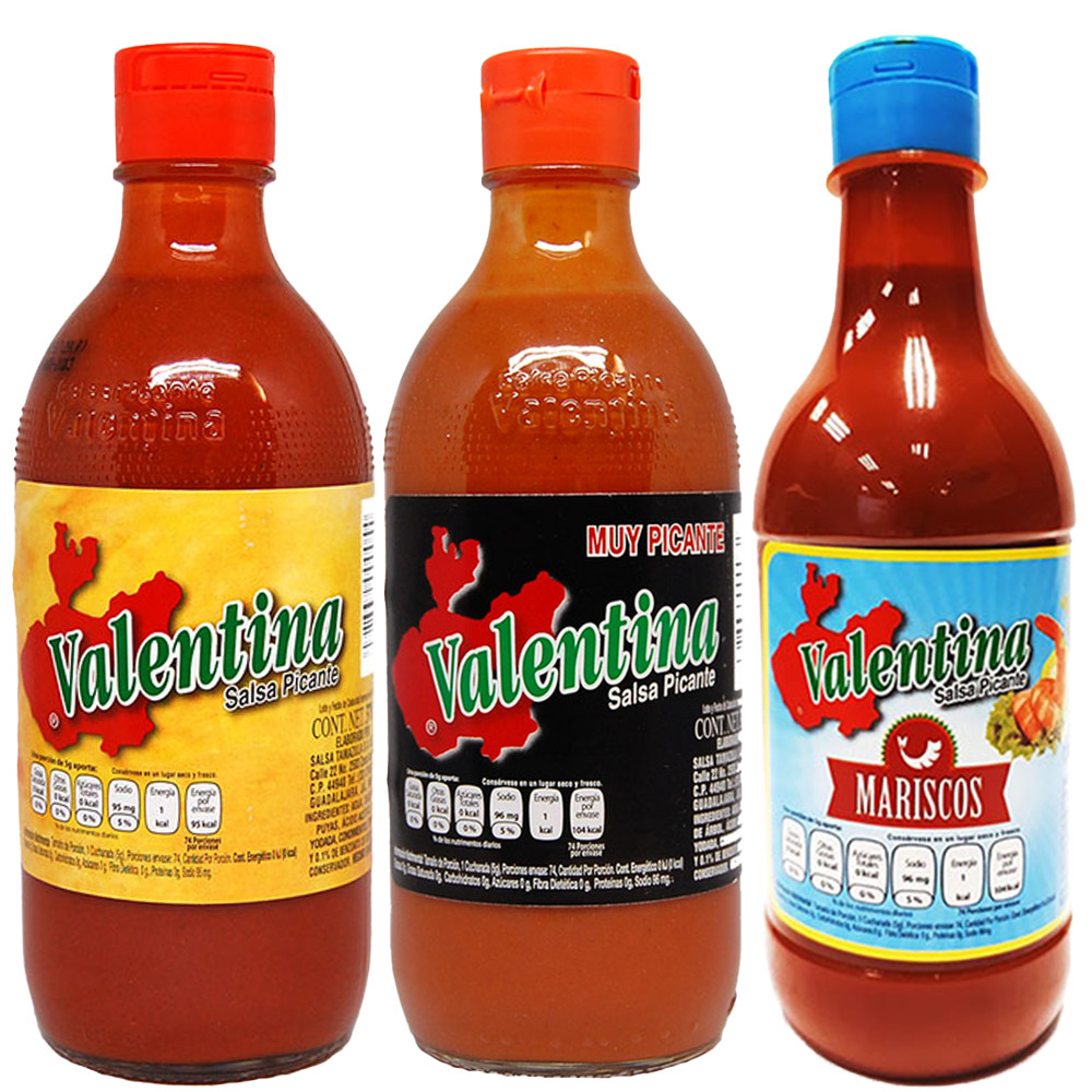 Valetina Hot Sauce Trio Mexican Valentina Salsa Picante Red, Black
